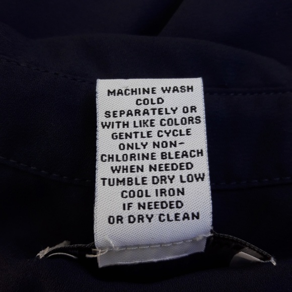 Carmen Marc Valvo Dark Navy Blue Blouse Sleeveless Button Front Hi Low Pockets S - Picture 7 of 7
